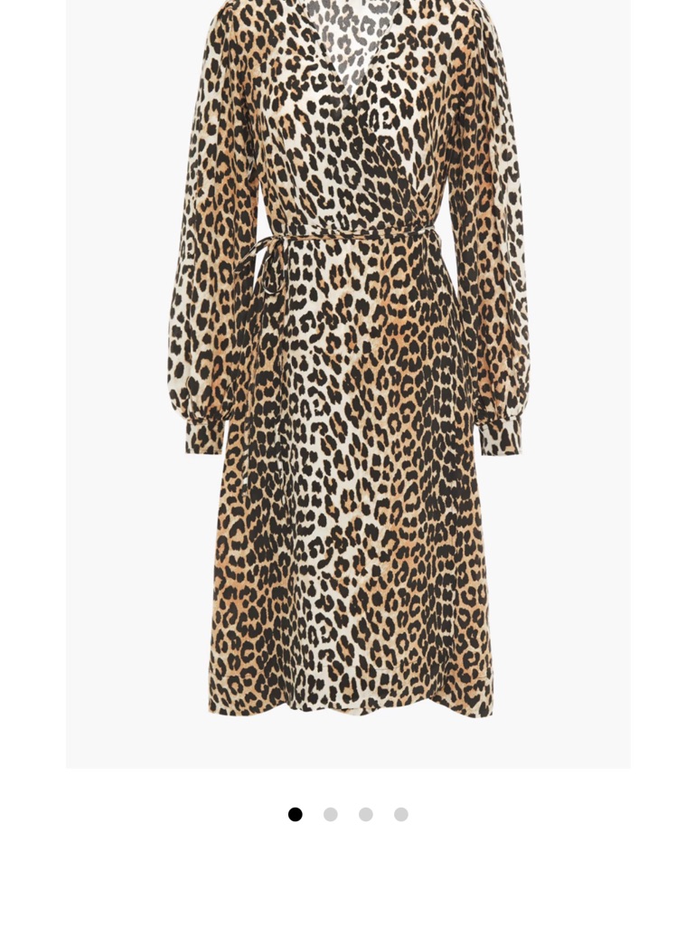 Ganni Leopard-Print Wrap Dress In Tan And Black